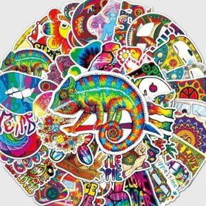 Hippie Psychadellic 60's Stickers 50 Stickers New